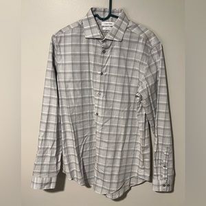 Men’s Calvin Klein Slim Fit Stretch Large Plaid Dress shirt
